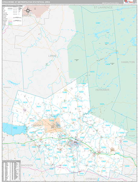 Utica-Rome, NY Metro Area Wall Map